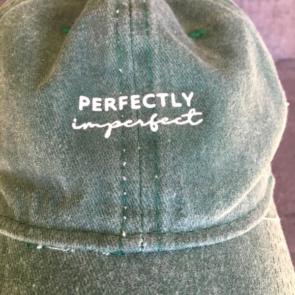 “PERFECTLY imperfect” Baseball Ponytail Buckle Hat, Washed Green, White - Picture 7 of 15